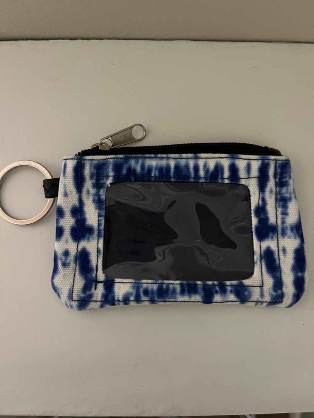 Blue Tie-Dye ID Card Wallet with Key Ring